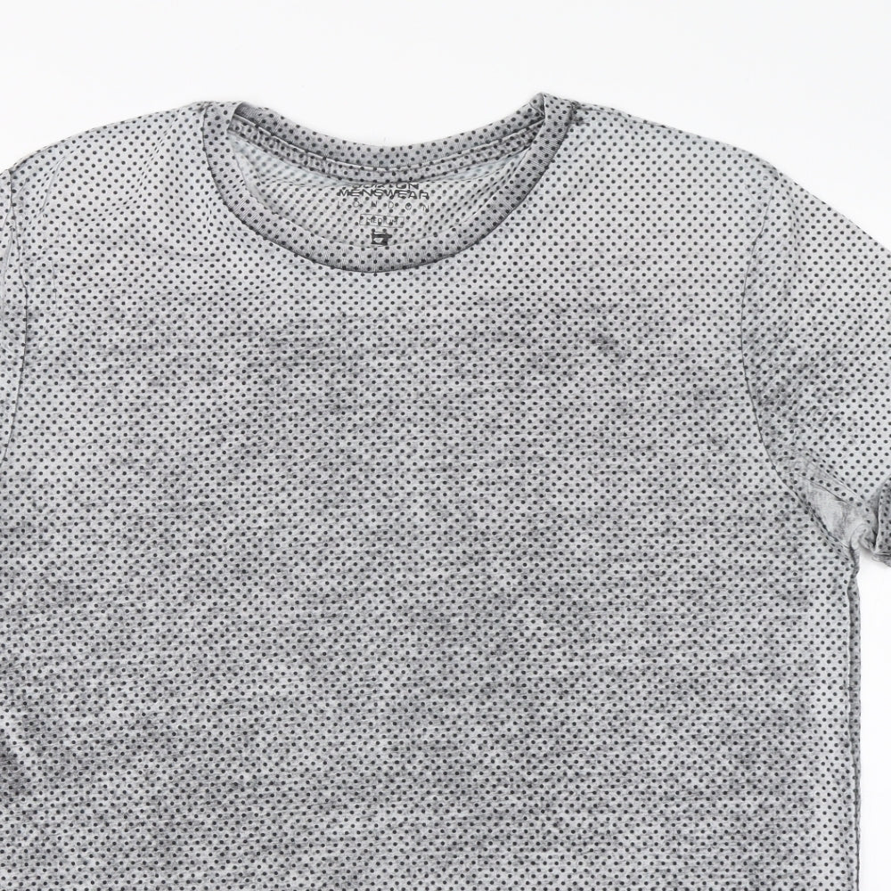 Burton Mens Grey Polka Dot Cotton  T-Shirt Size M Round Neck