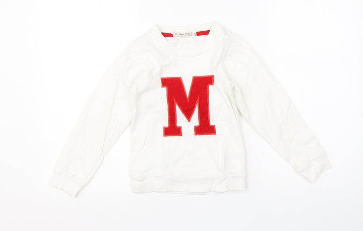 Preworn Boys White Round Neck Cotton Pullover Jumper Size S