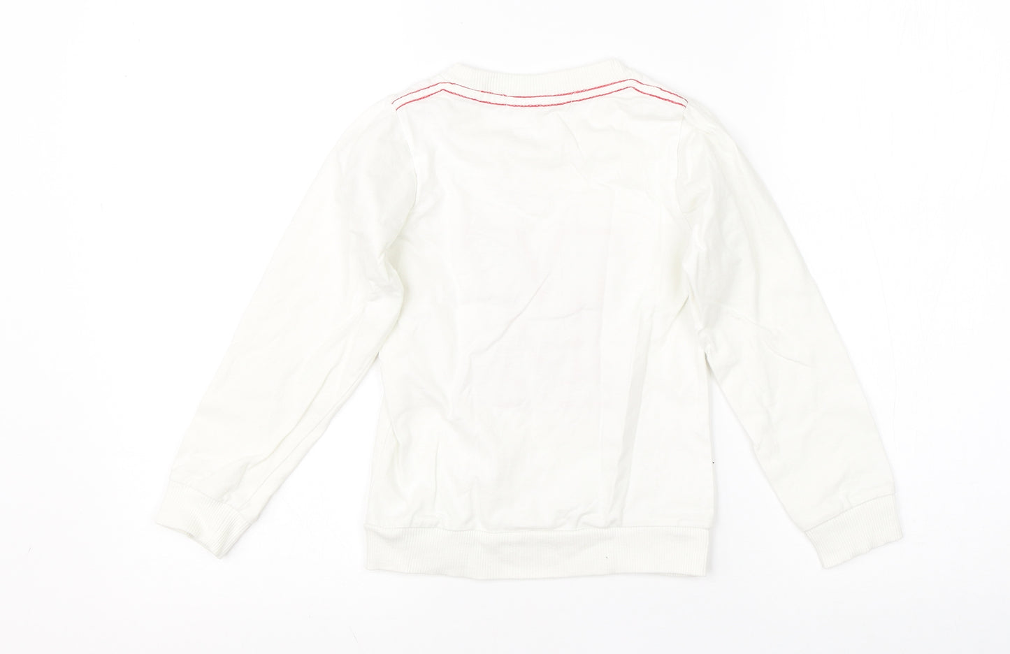 Preworn Boys White Round Neck  Cotton Pullover Jumper Size S