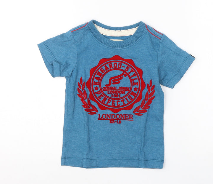 Kangaroo Boys Blue  Cotton Basic T-Shirt Size S Round Neck
