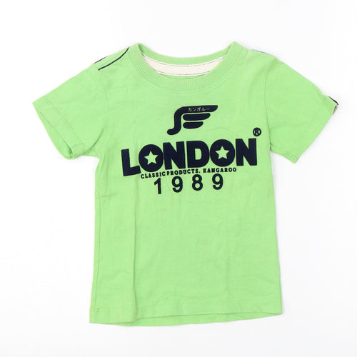 Kangaroo Boys Green  Cotton Basic T-Shirt Size S Round Neck