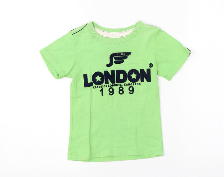 Kangaroo Boys Green Cotton Basic T-Shirt Size S Round Neck