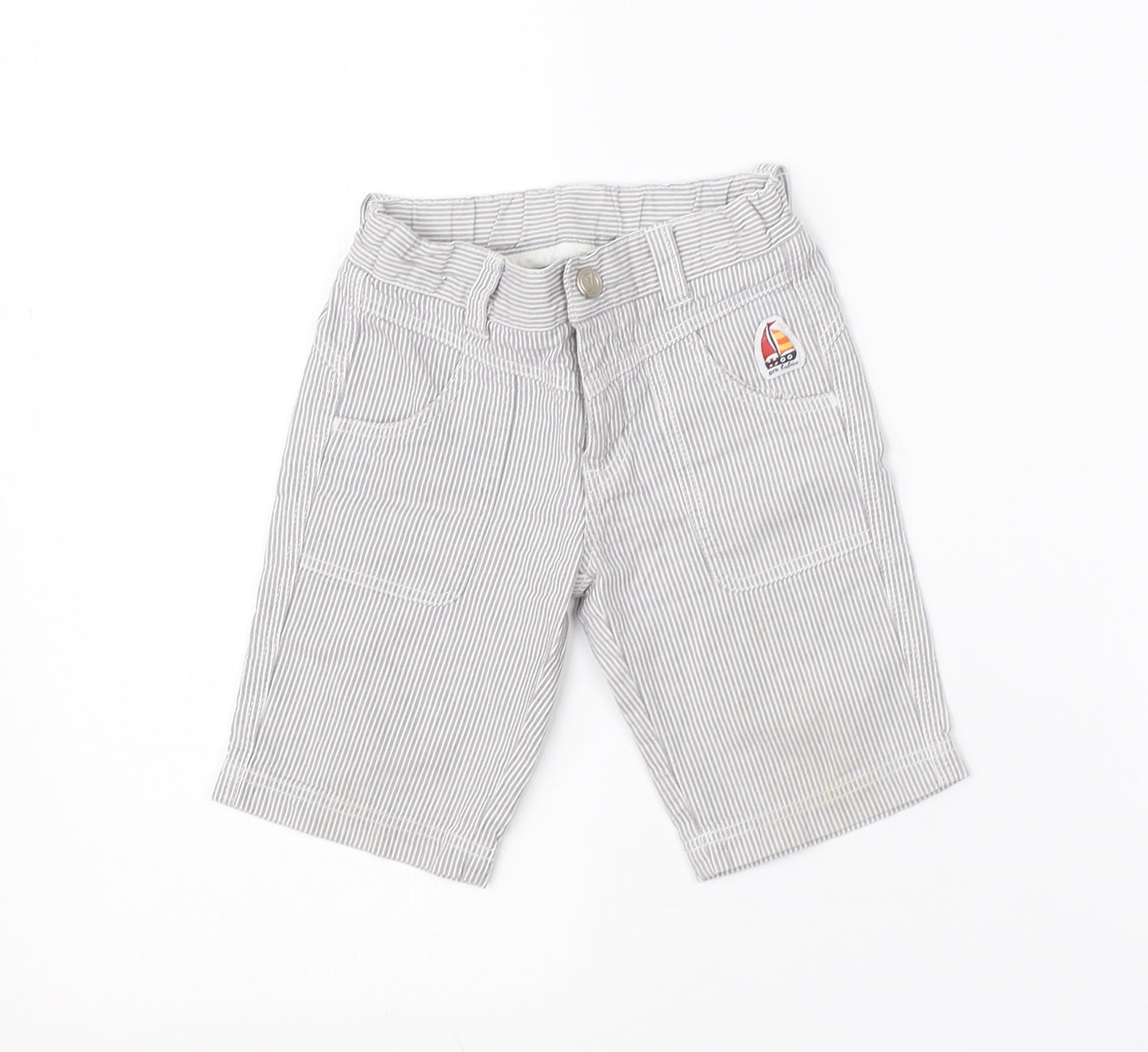 OVO Boys Grey Striped Cotton Cargo Trousers Size 12 Months