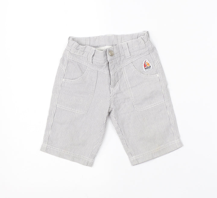 OVO Boys Grey Striped Cotton Cargo Trousers Size 12 Months