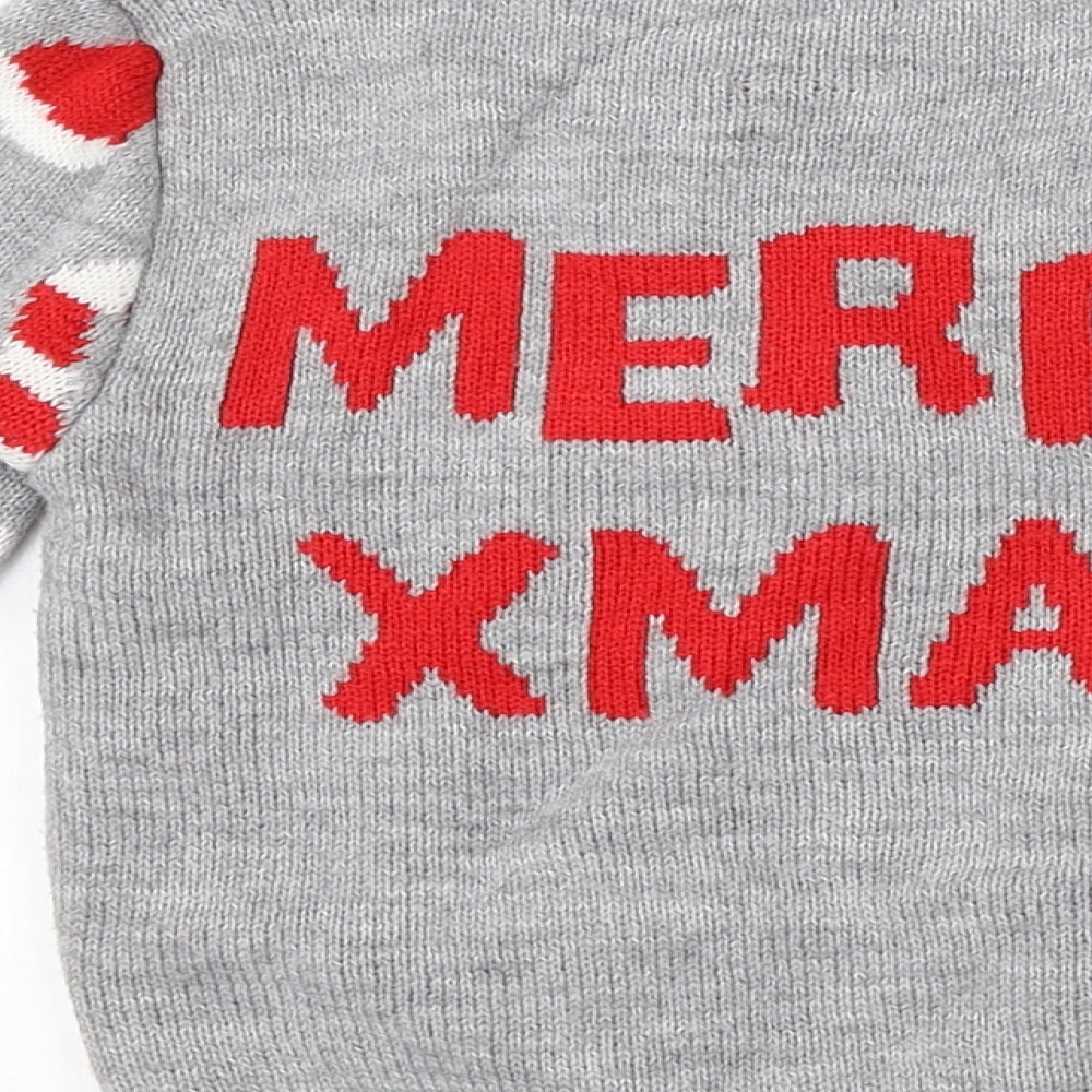 George Boys Grey Round Neck  Acrylic Pullover Jumper Size 2-3 Years   - christmas