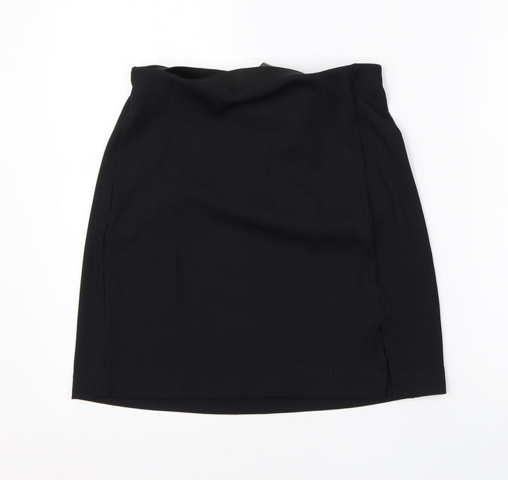 Divided Womens Black Polyester A-Line Skirt Size S