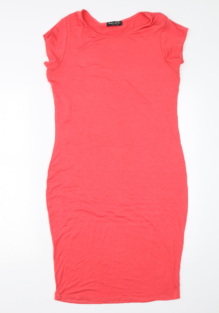 Select Womens Pink  Polyester Pencil Dress  Size 16  Round Neck
