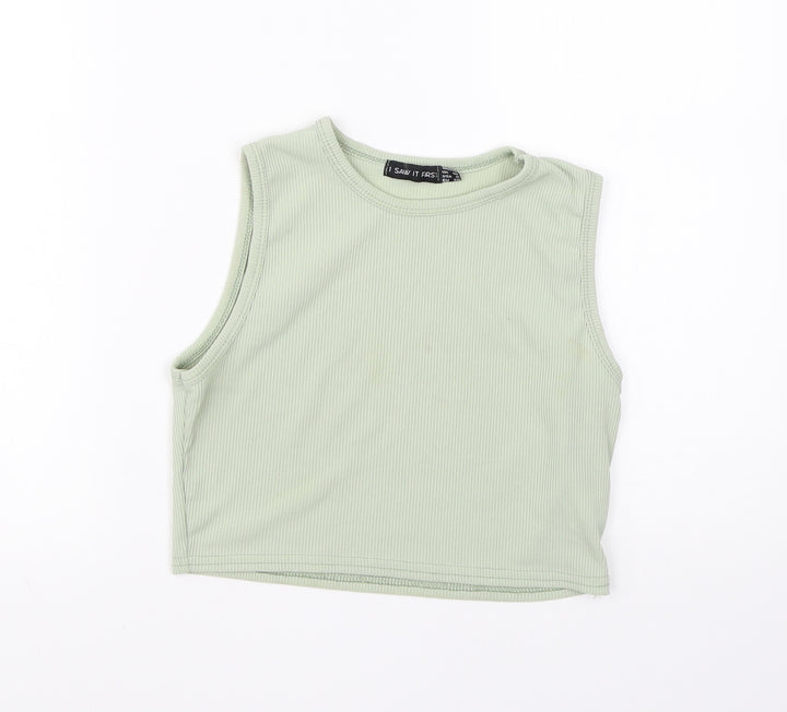 I SAW IT FIRST Womens Green  Polyester Basic T-Shirt Size 10 Round Neck