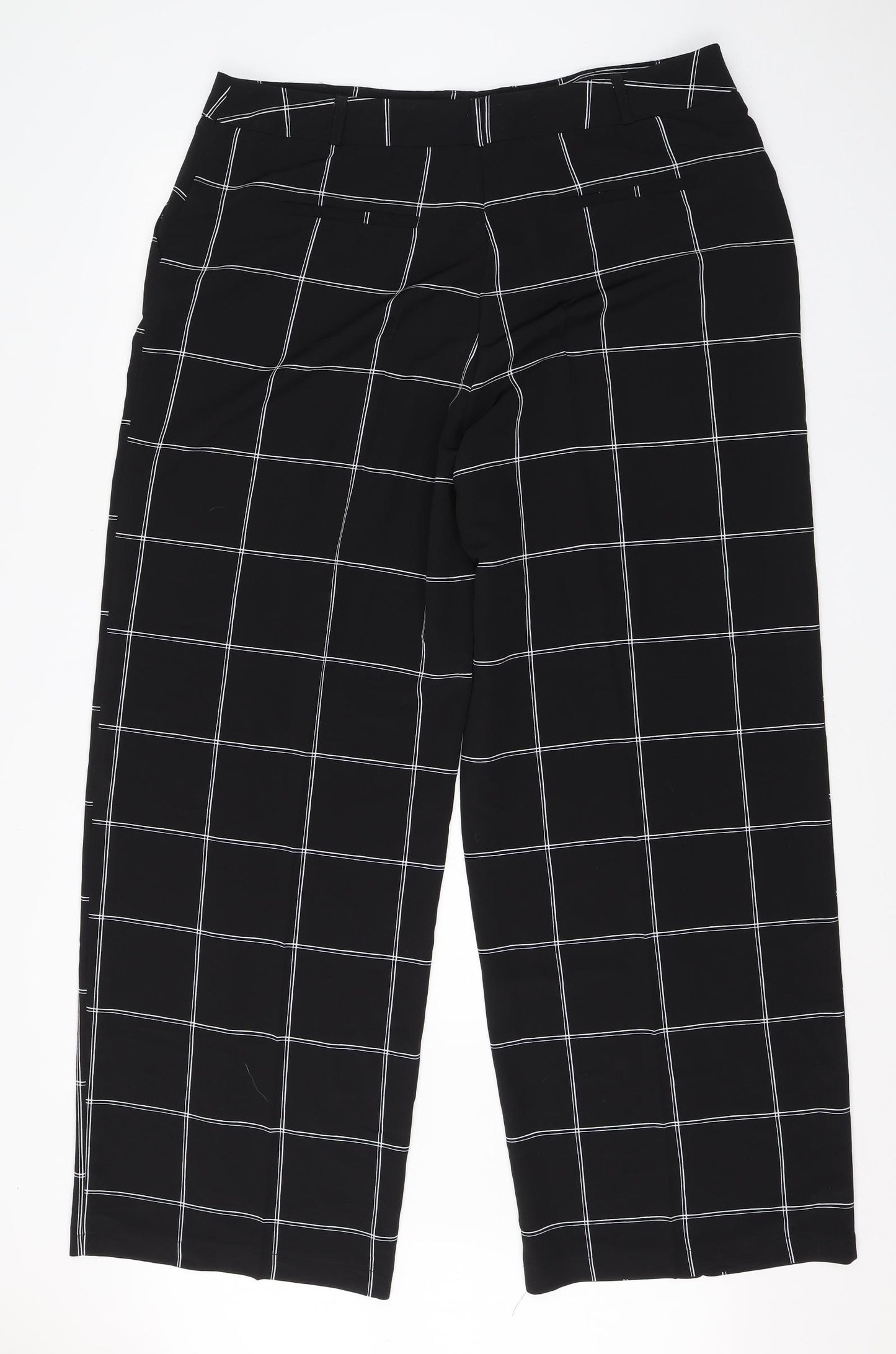 NEXT Womens Black Check Polyester Dress Pants Trousers Size 18 L30 in Regular