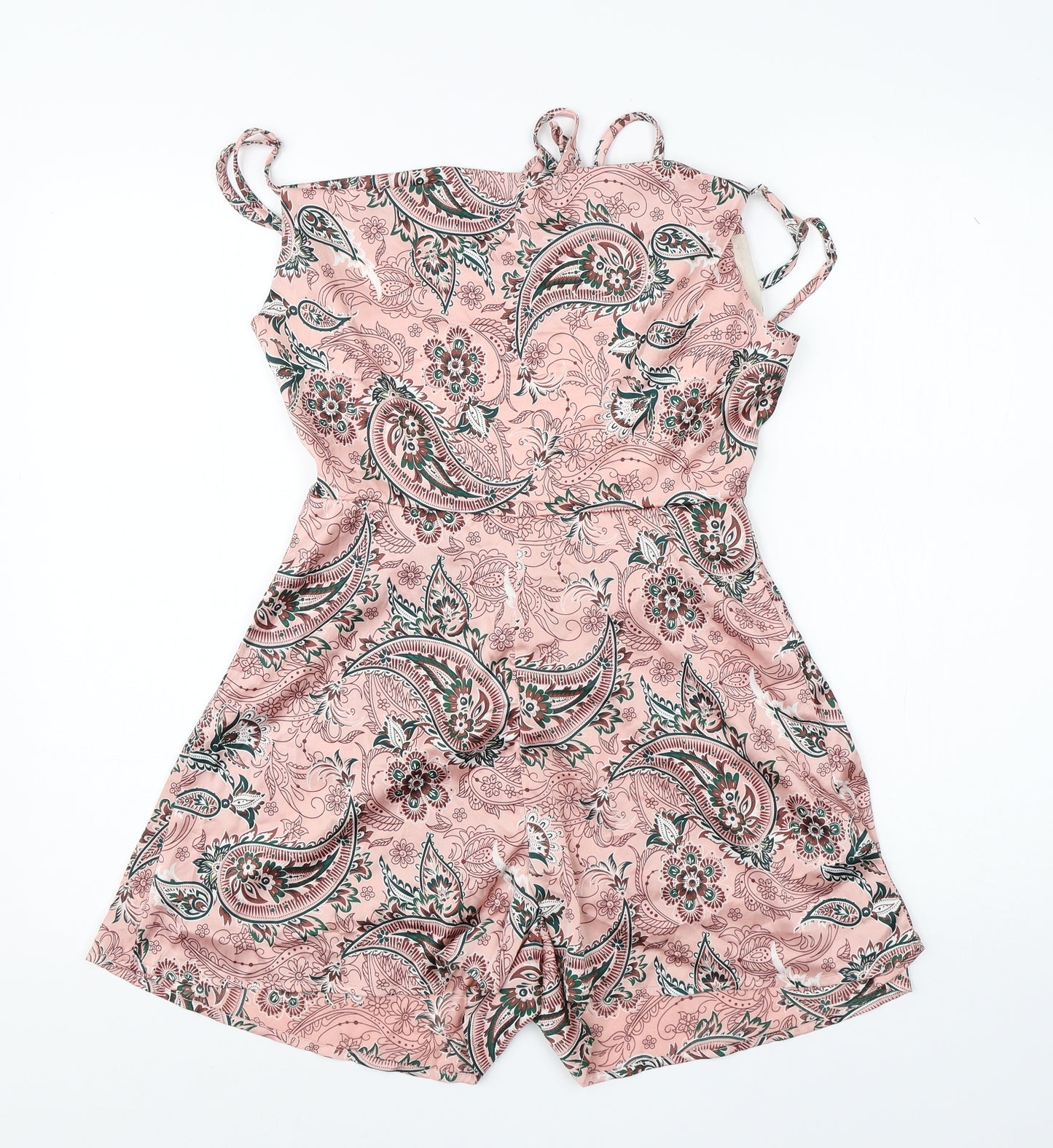 Boohoo Womens Pink Paisley Polyester Playsuit One-Piece Size 8