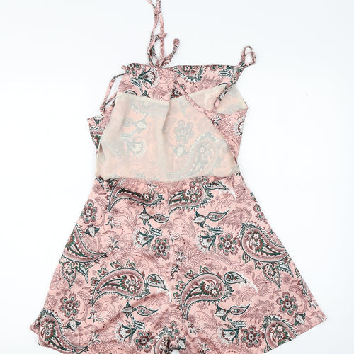 Boohoo Womens Pink Paisley Polyester Playsuit One-Piece Size 8
