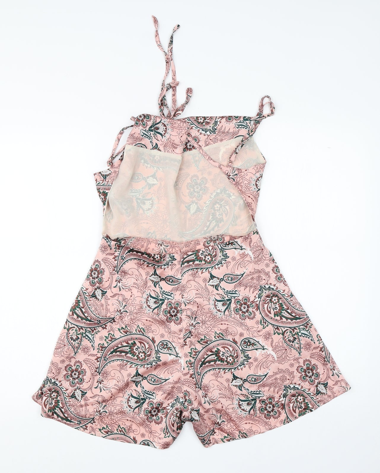 Boohoo Womens Pink Paisley Polyester Playsuit One-Piece Size 8