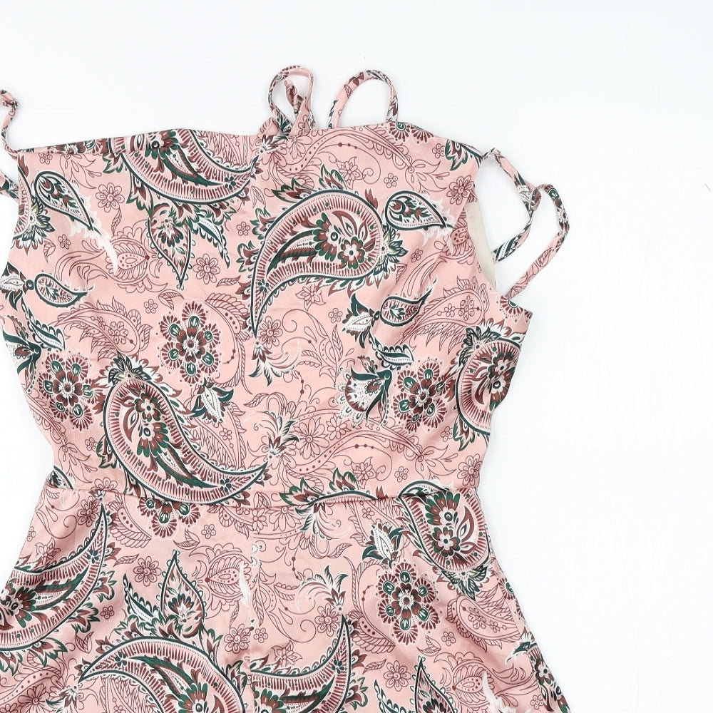 Boohoo Womens Pink Paisley Polyester Playsuit One-Piece Size 8