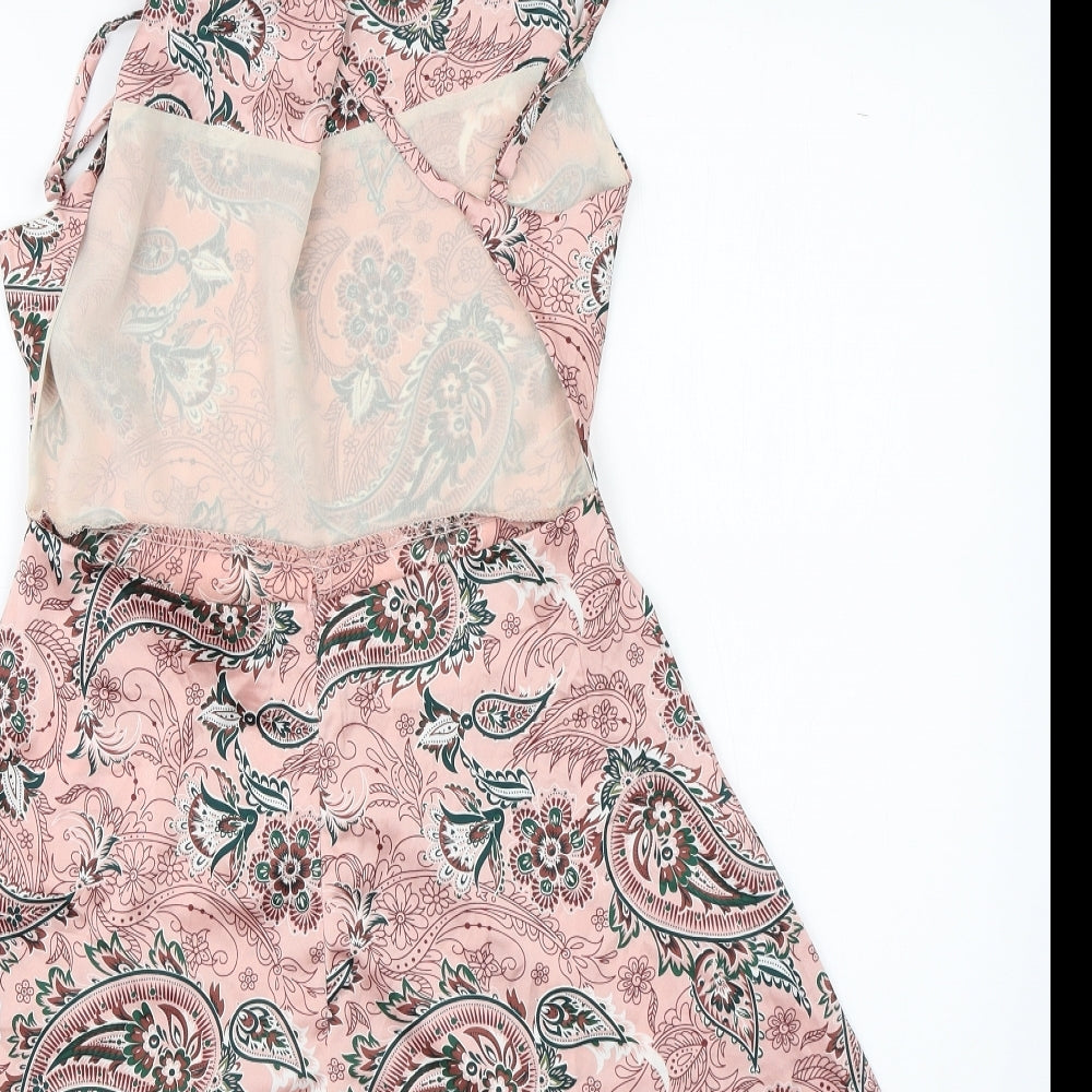 Boohoo Womens Pink Paisley Polyester Playsuit One-Piece Size 8