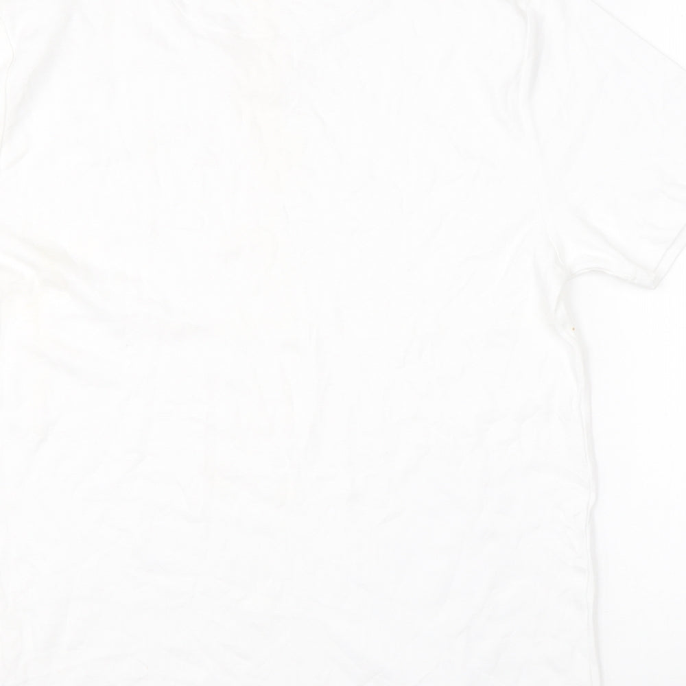 Denim Seventy Three Mens White  Cotton  T-Shirt Size L Round Neck