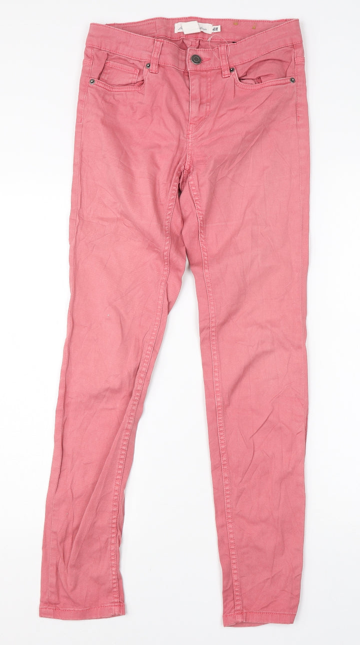 H&M Womens Pink Cotton Skinny Jeans Size 8 L28 in Regular