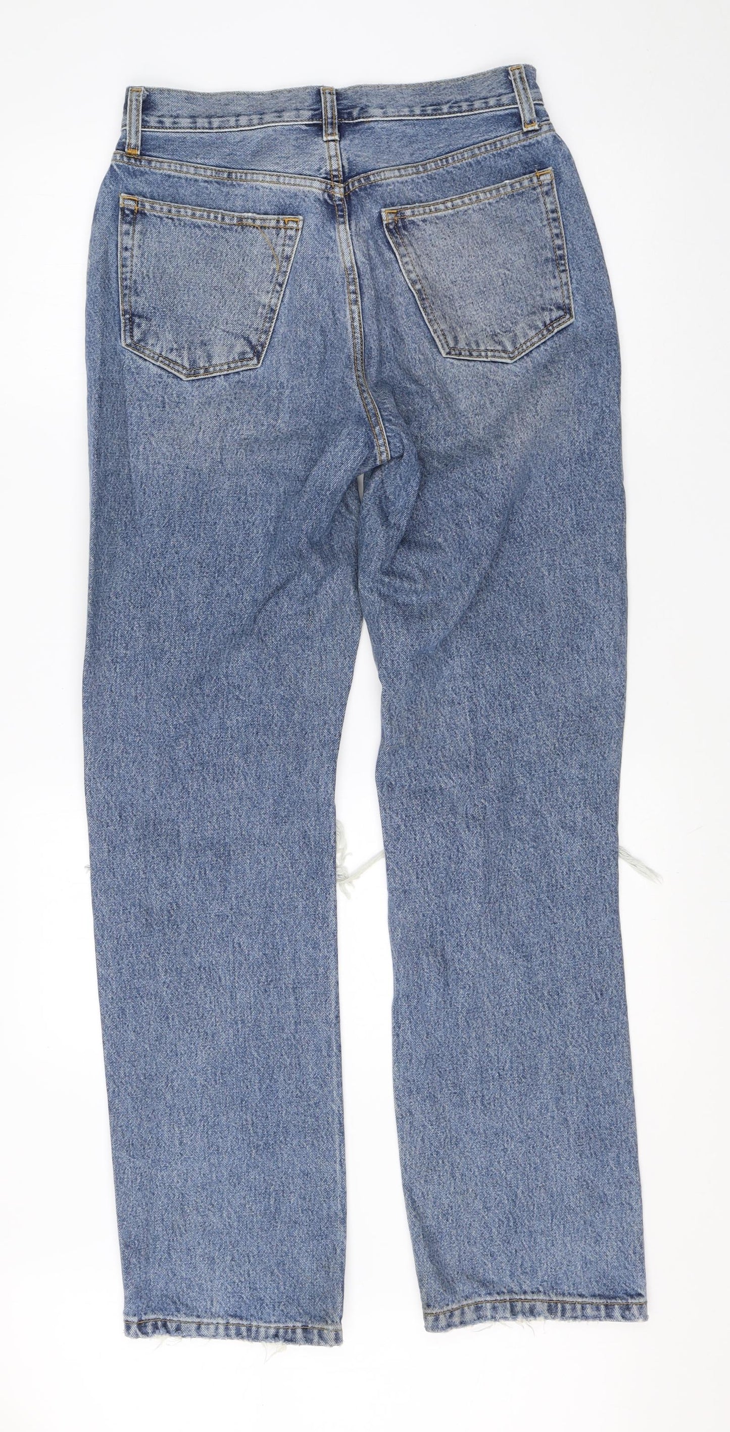 Topshop Womens Blue  Cotton Straight Jeans Size 25 L29 in Regular  - dad