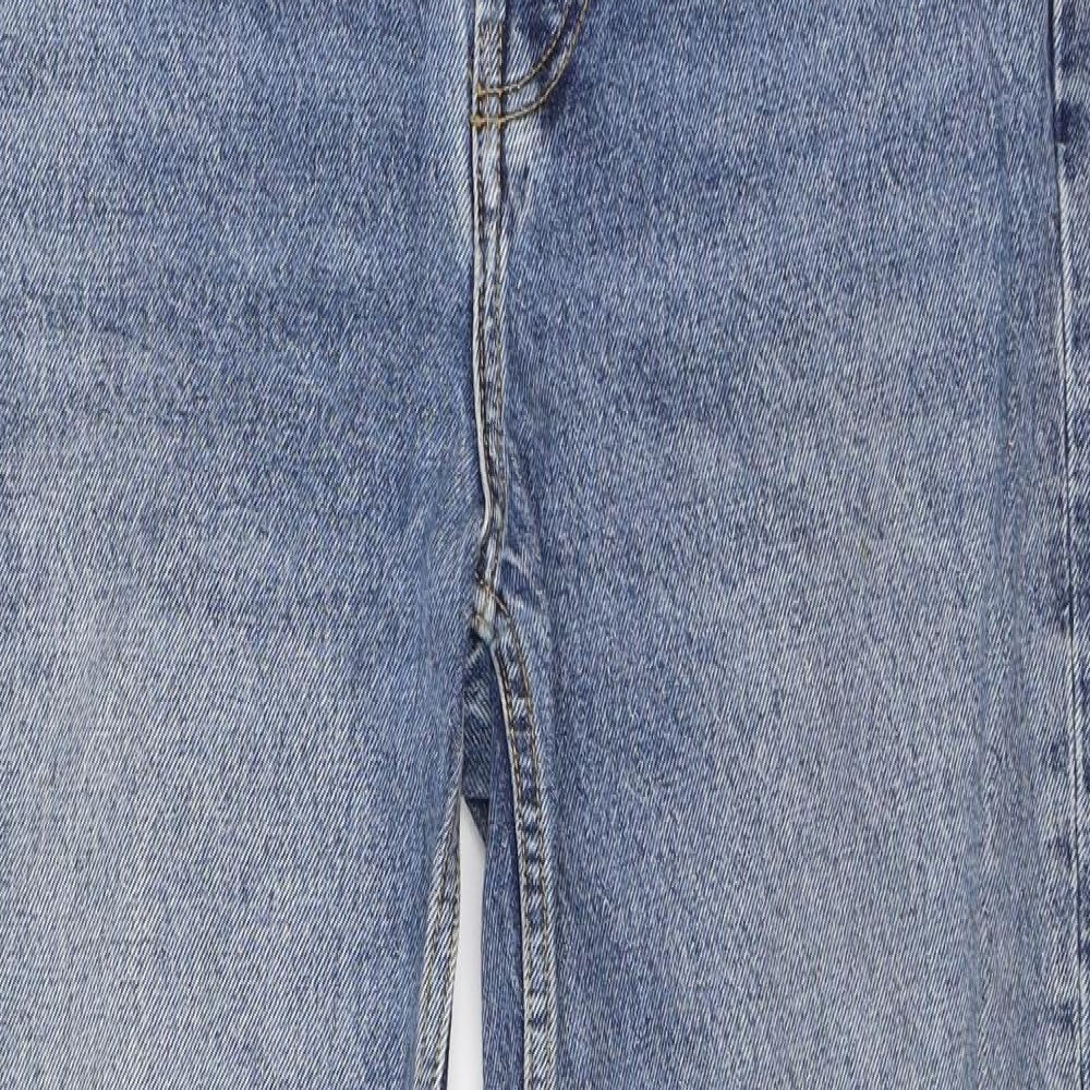 Topshop Womens Blue  Cotton Straight Jeans Size 25 L29 in Regular  - dad