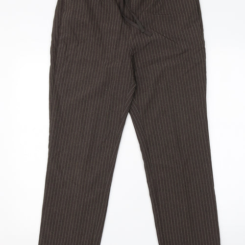 Daxon Womens Brown Striped Polyester Dress Pants Trousers Size 10 L28 in Regular