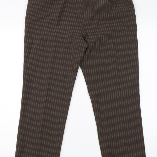 Daxon Womens Brown Striped Polyester Dress Pants Trousers Size 10 L28 in Regular