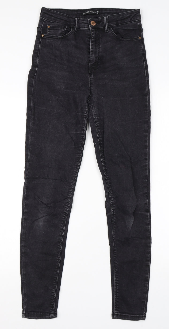 Crop Womens Black  Cotton Skinny Jeans Size 10 L26 in Regular