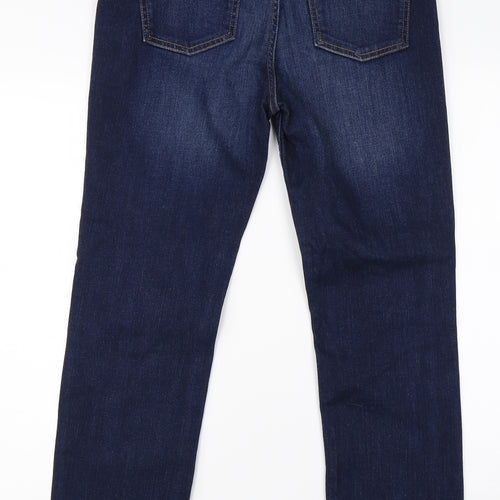 M&S Womens Blue  Cotton Straight Jeans Size 12 L26 in Regular