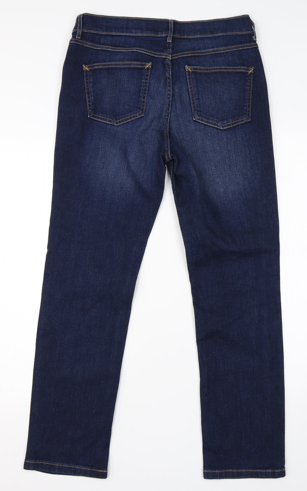M&S Womens Blue  Cotton Straight Jeans Size 12 L26 in Regular