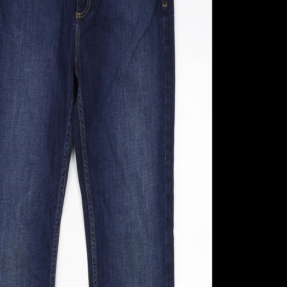 M&S Womens Blue  Cotton Straight Jeans Size 12 L26 in Regular