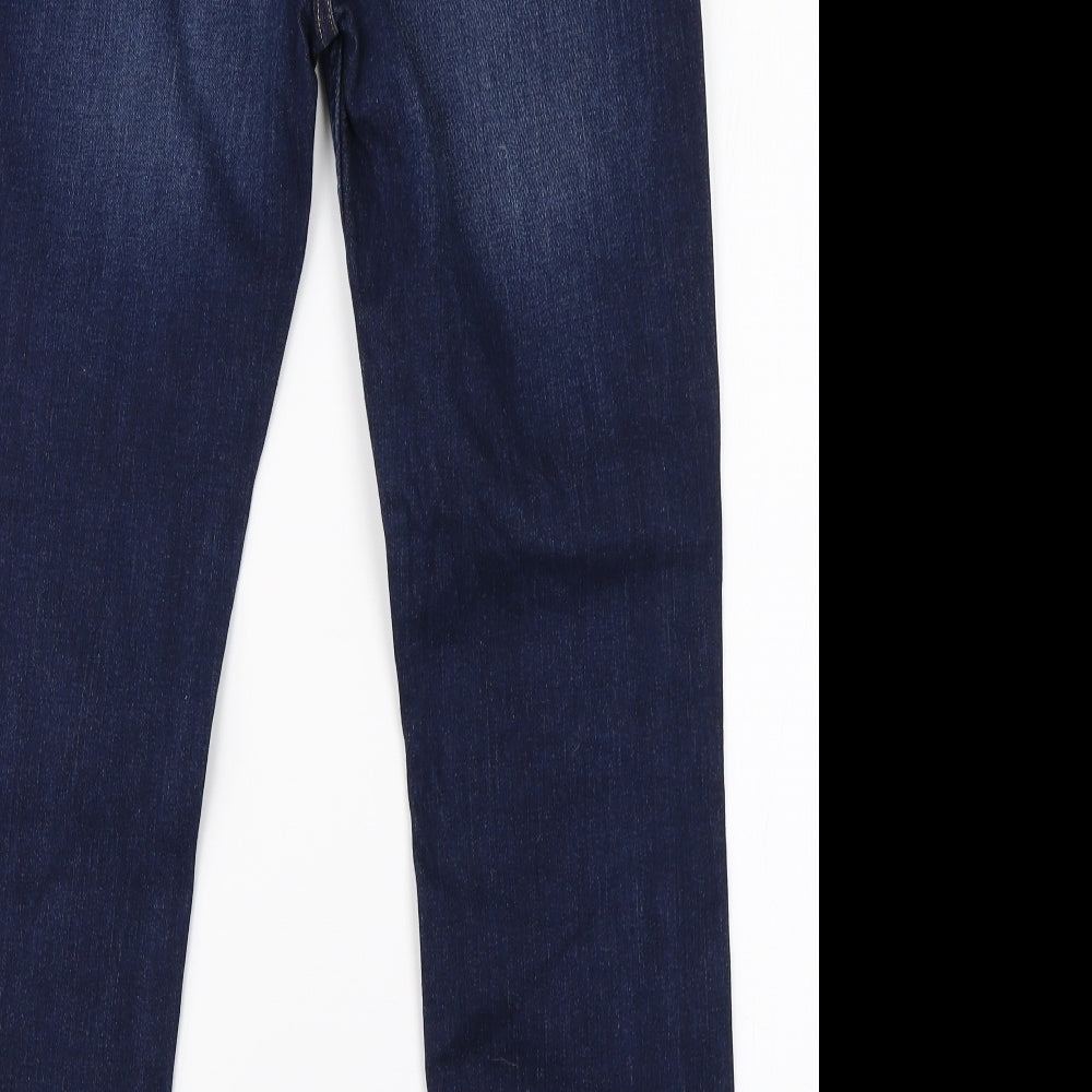 M&S Womens Blue  Cotton Straight Jeans Size 12 L26 in Regular