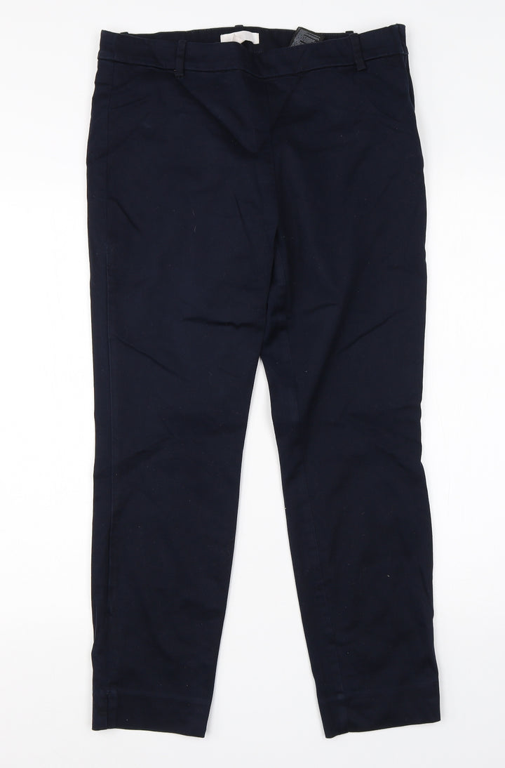 H&M Womens Blue Cotton Dress Pants Trousers Size 16 L24 in Regular