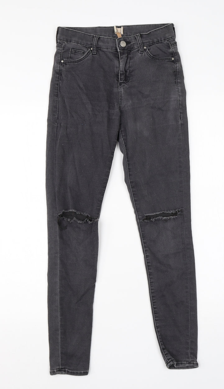 Topshop Womens Grey  Cotton Skinny Jeans Size 25 in L25 in Regular