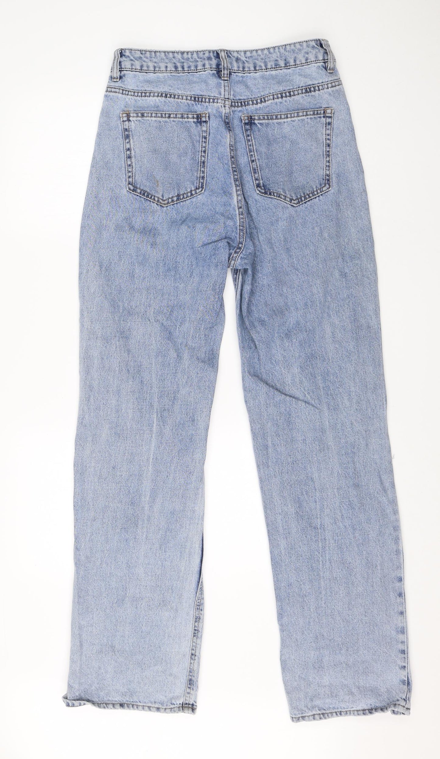 H&M Womens Blue  Cotton Wide-Leg Jeans Size 10 L30 in Regular