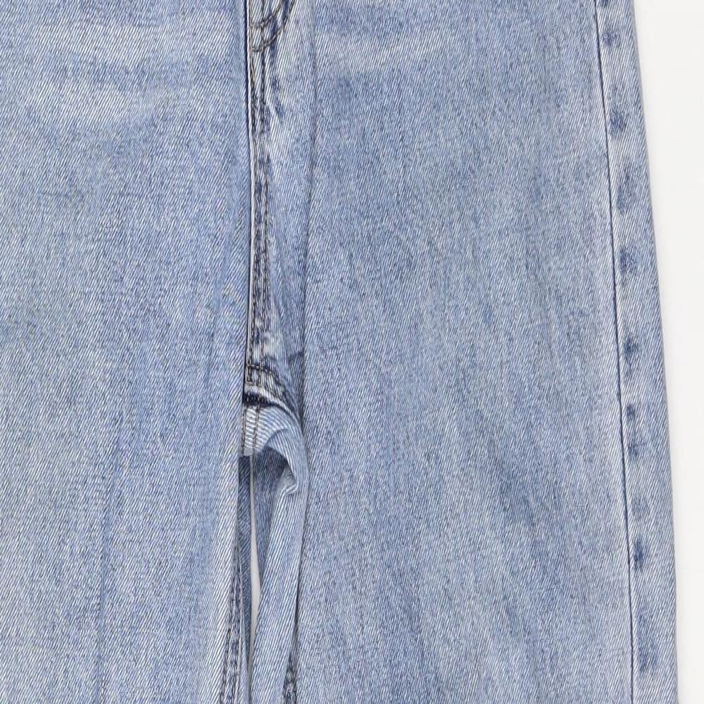 H&M Womens Blue  Cotton Wide-Leg Jeans Size 10 L30 in Regular