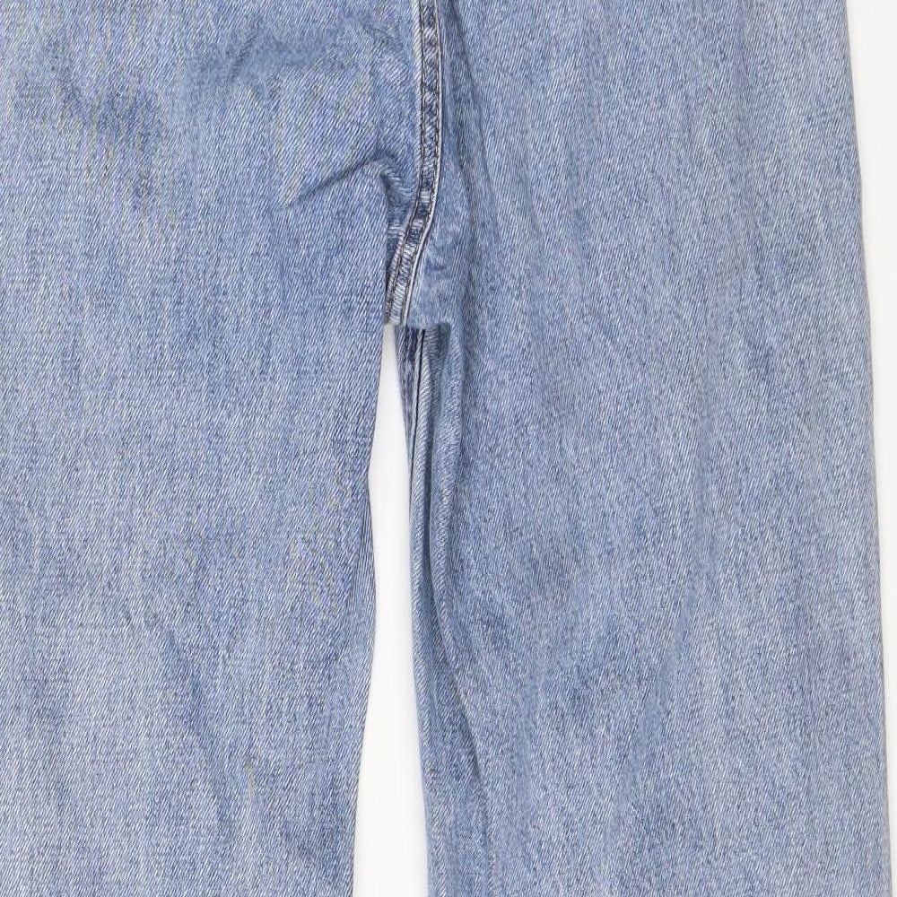 H&M Womens Blue  Cotton Wide-Leg Jeans Size 10 L30 in Regular