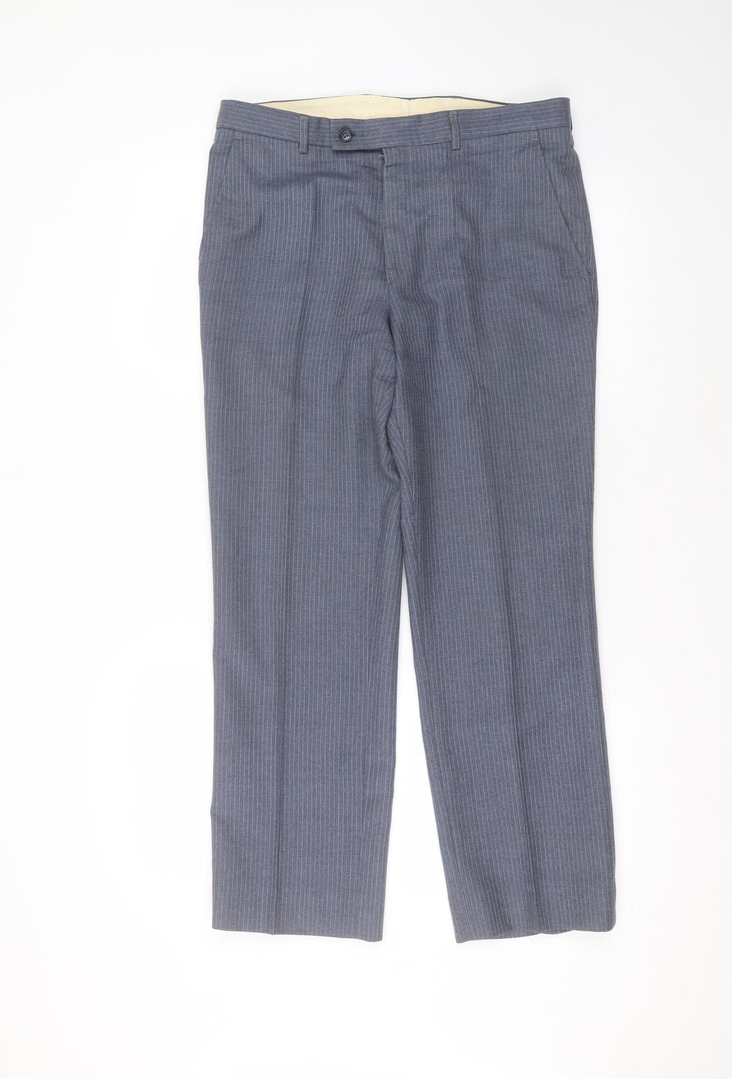 Burton Mens Blue Striped Polyester Trousers  Size 32 in L27 in Regular