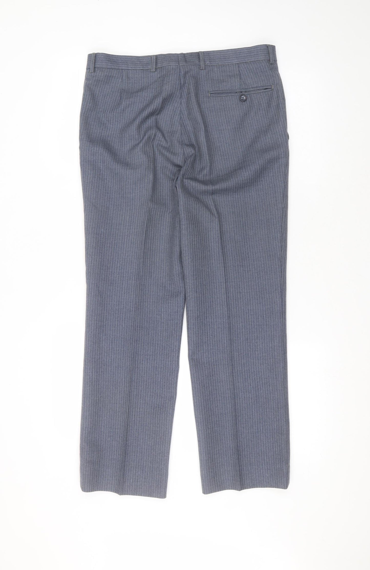 Burton Mens Blue Striped Polyester Trousers  Size 32 in L27 in Regular