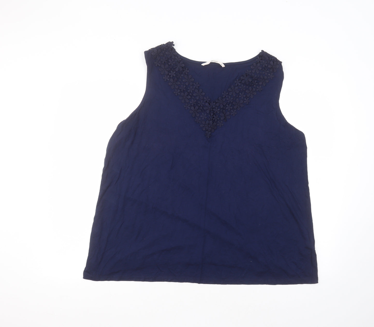 Tank Womens Blue  Viscose Basic T-Shirt Size 22 Round Neck