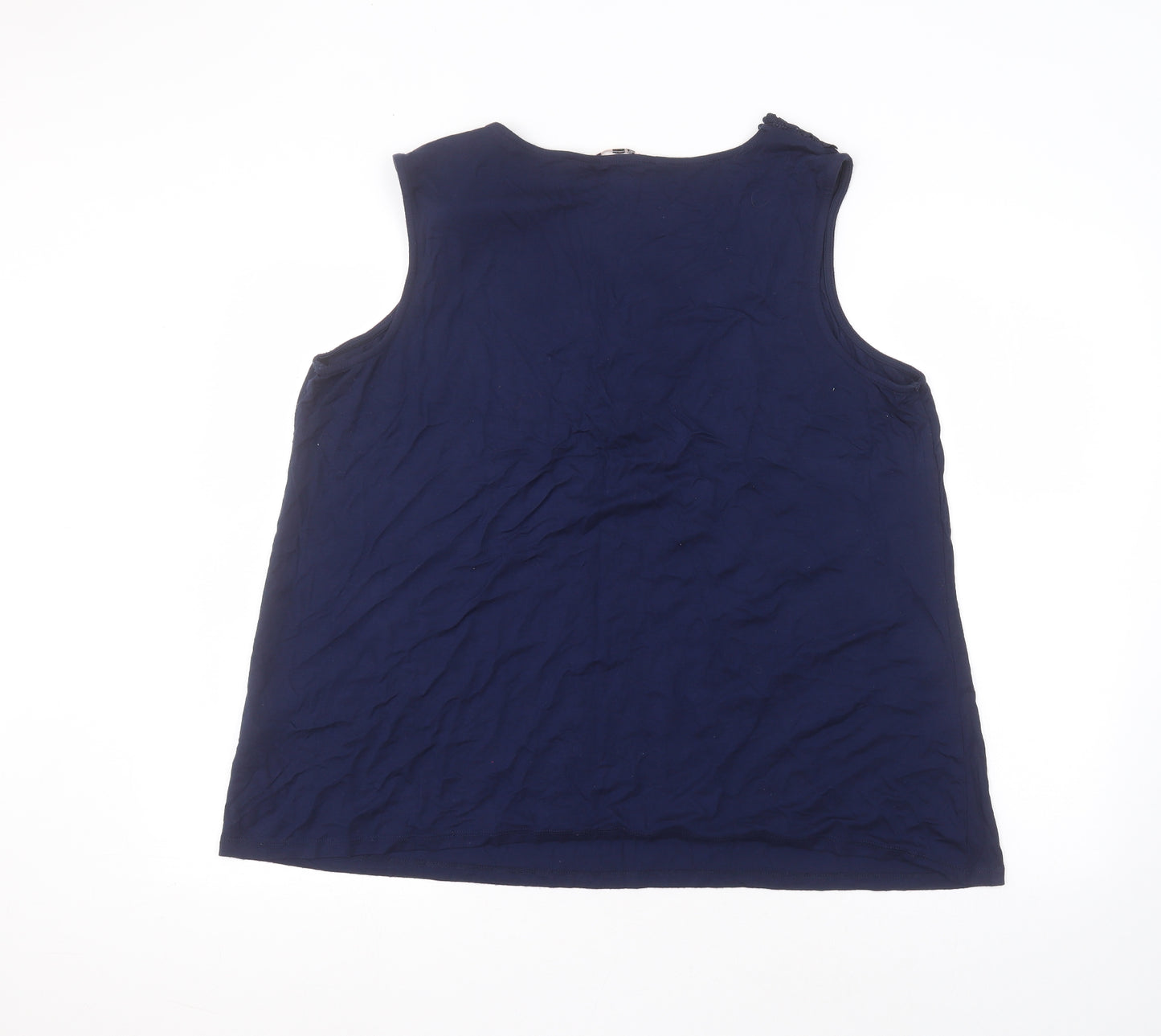 Tank Womens Blue  Viscose Basic T-Shirt Size 22 Round Neck