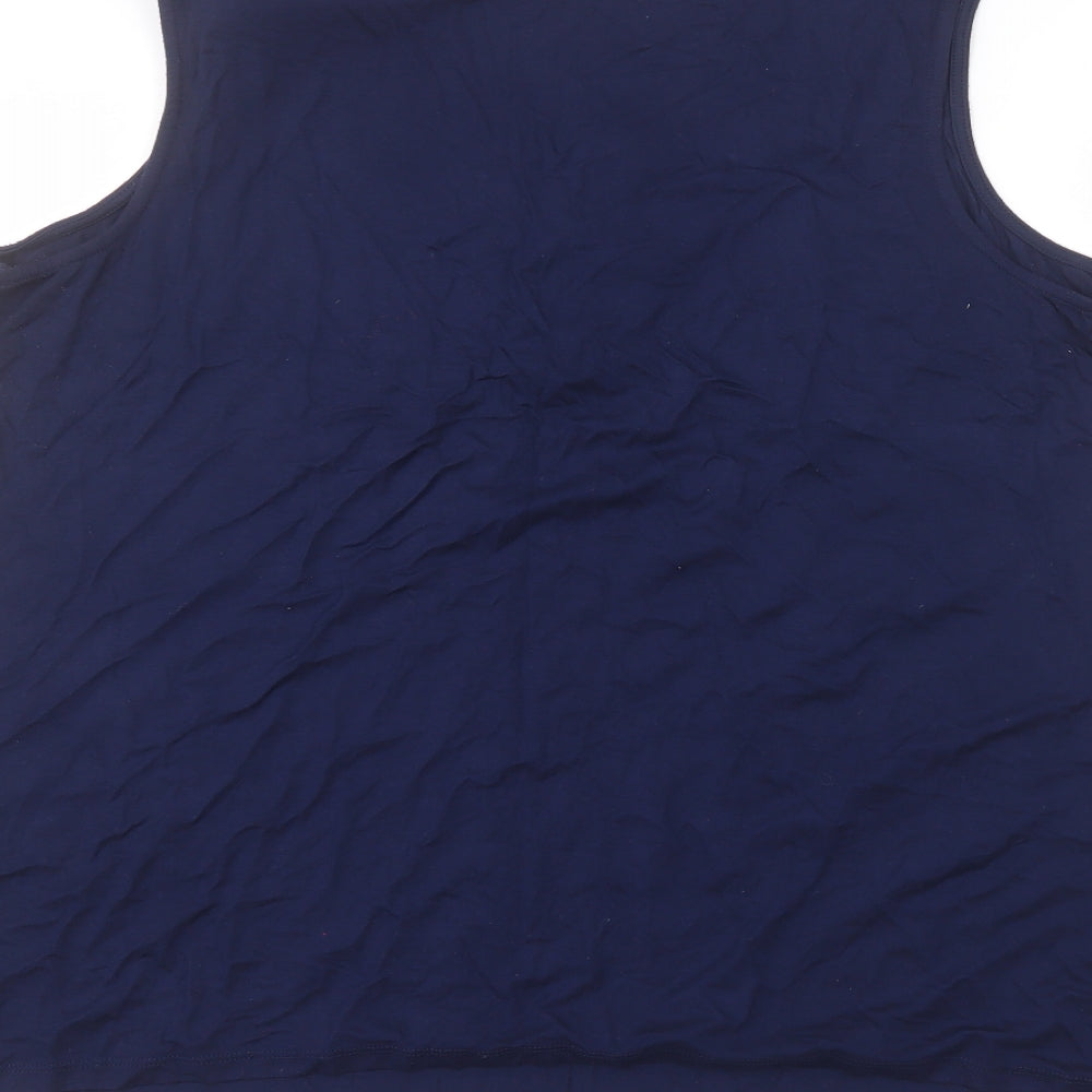 Tank Womens Blue  Viscose Basic T-Shirt Size 22 Round Neck