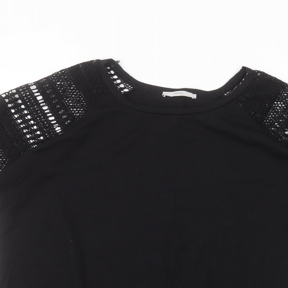 George Womens Black  Polyester Basic T-Shirt Size 22 Round Neck