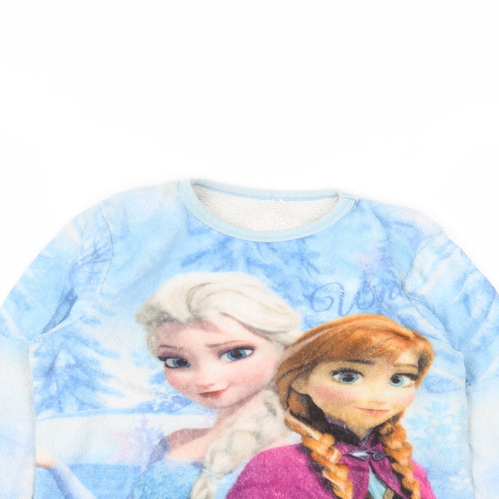 George Girls Blue Round Neck  Polyester Pullover Jumper Size 5-6 Years   - Frozen