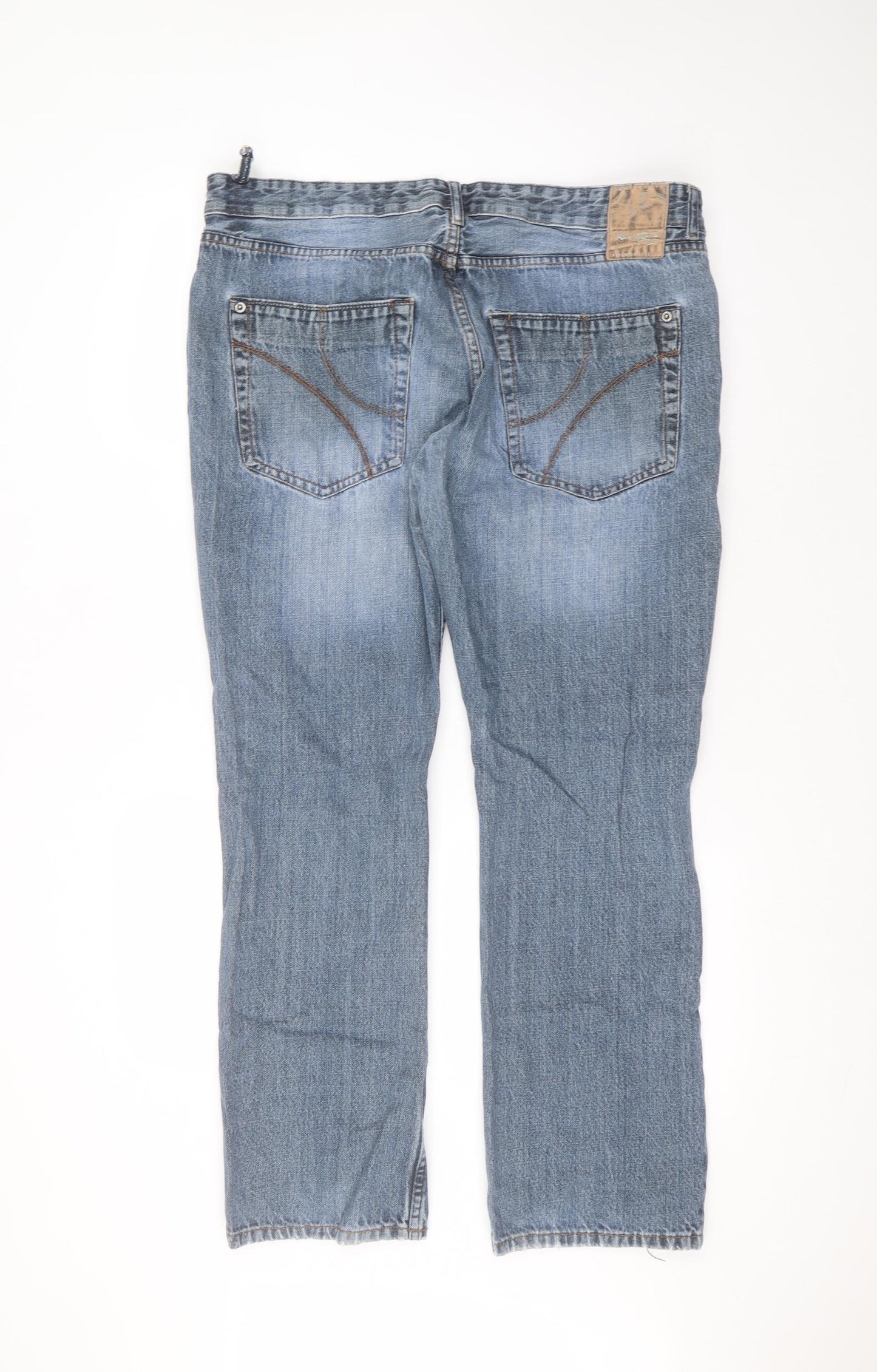 kangaroo poo Mens Blue  Cotton Straight Jeans Size 38 in L30 in Regular