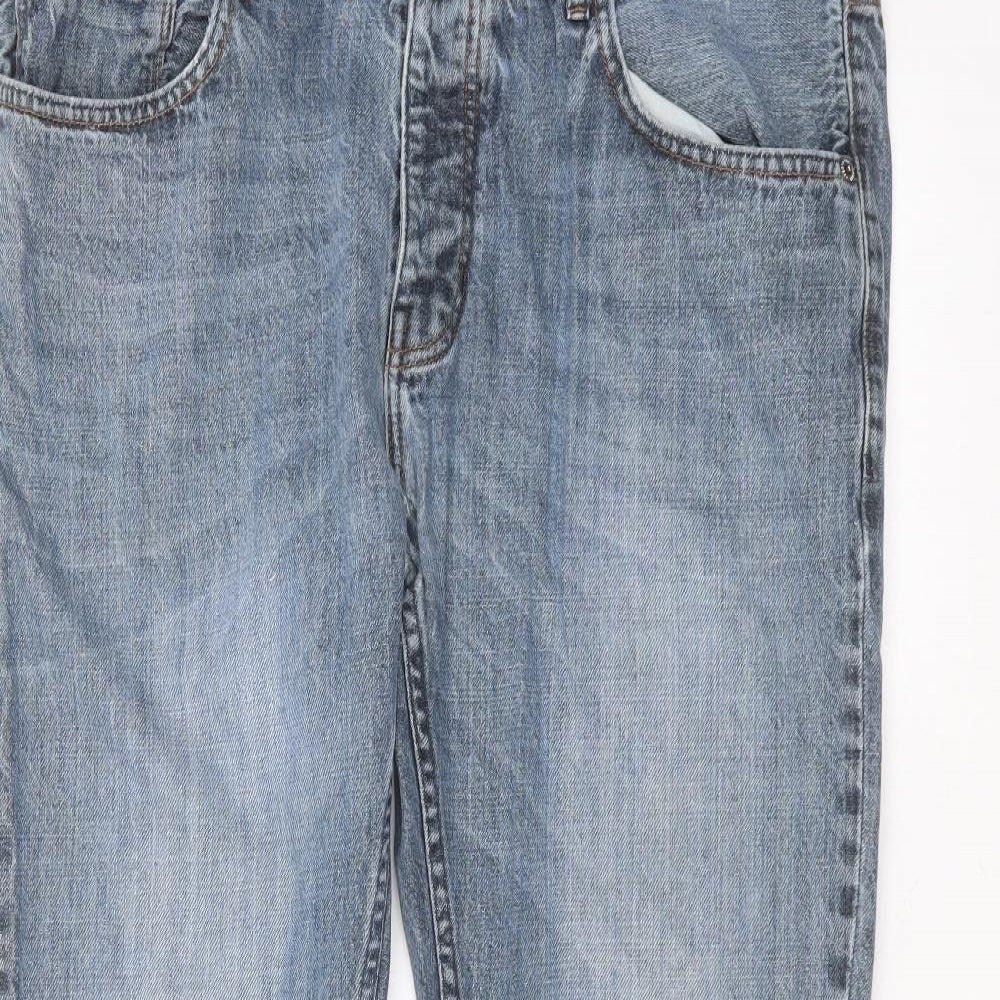 kangaroo poo Mens Blue  Cotton Straight Jeans Size 38 in L30 in Regular
