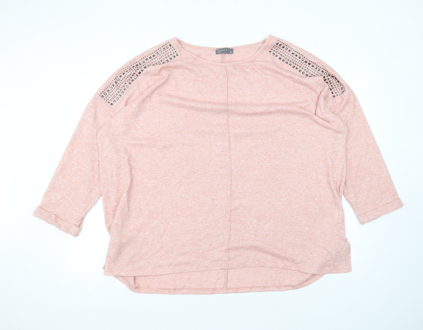 Matalan Womens Pink  Polyester Basic T-Shirt Size 24 Round Neck