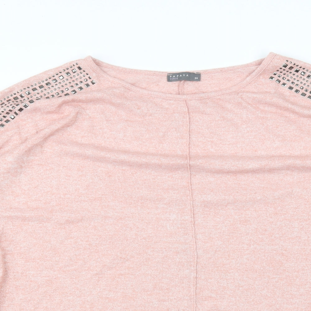 Matalan Womens Pink  Polyester Basic T-Shirt Size 24 Round Neck