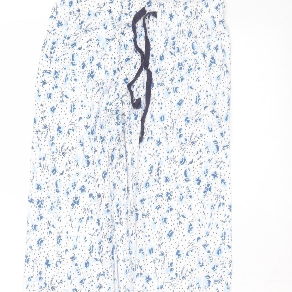 Primark Womens White Floral Polyester Trousers  Size XS L26 in Regular