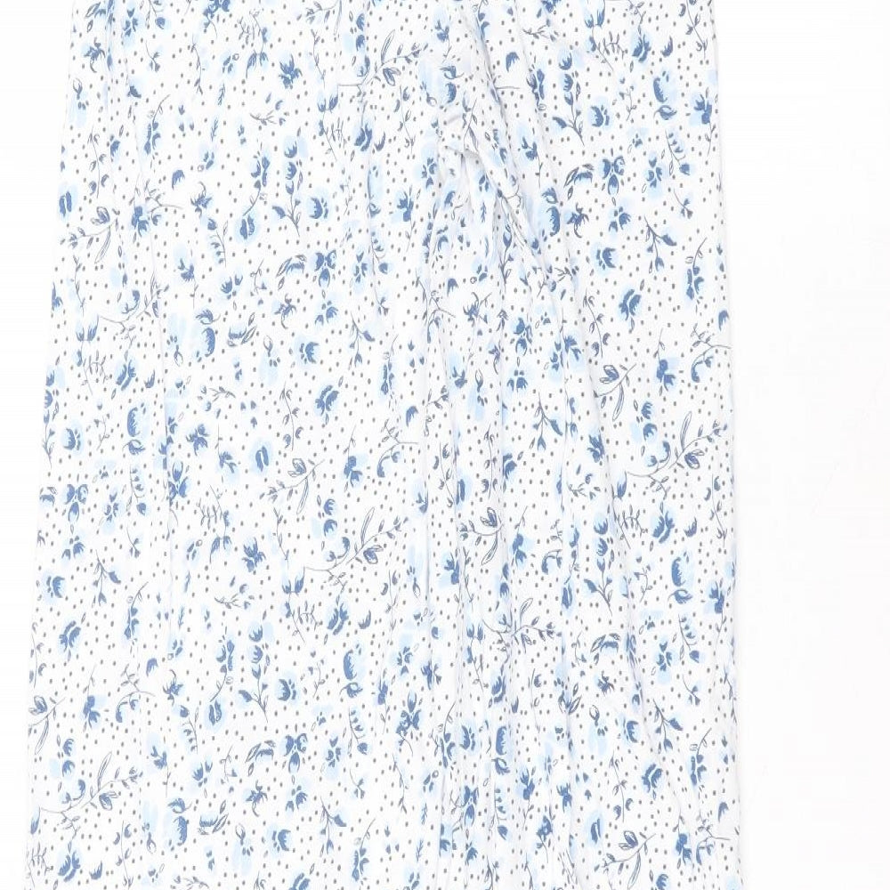 Primark Womens White Floral Polyester Trousers  Size XS L26 in Regular