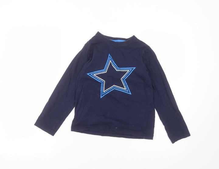 F&F Girls Blue  Cotton Basic T-Shirt Size 8-9 Years Round Neck