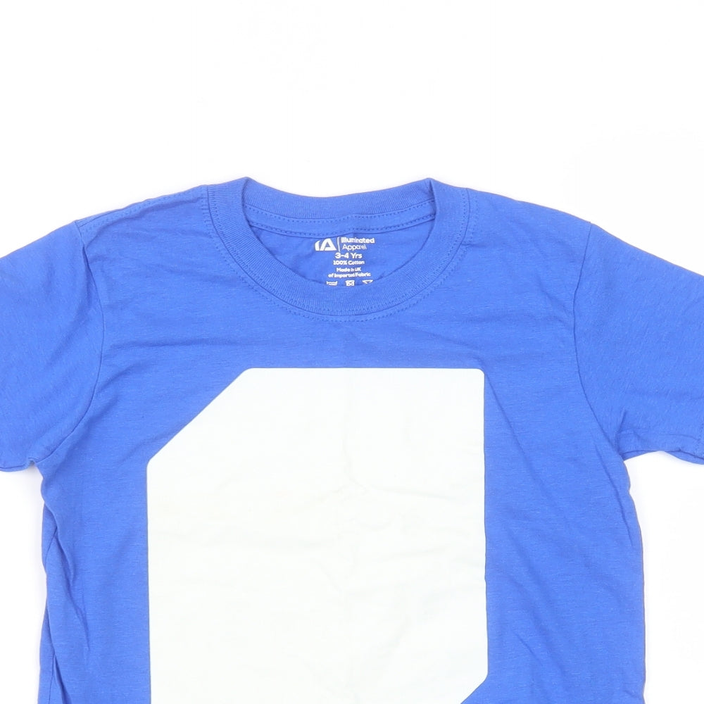 Illuminated Apparel Boys Blue  Cotton Basic T-Shirt Size 3-4 Years Round Neck