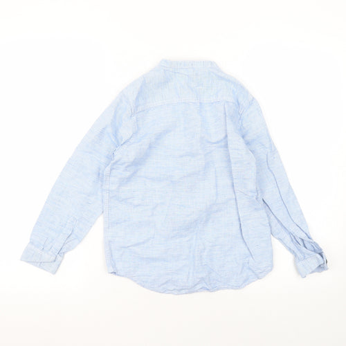 NEXT Boys Blue  Linen Basic Button-Up Size 9 Years Round Neck
